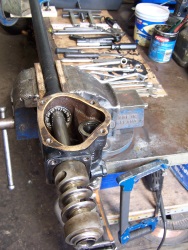 Steering box being rebuilt